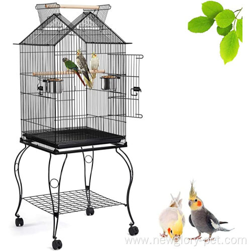 57-Inch Rolling Open Top Roof Bird Cage